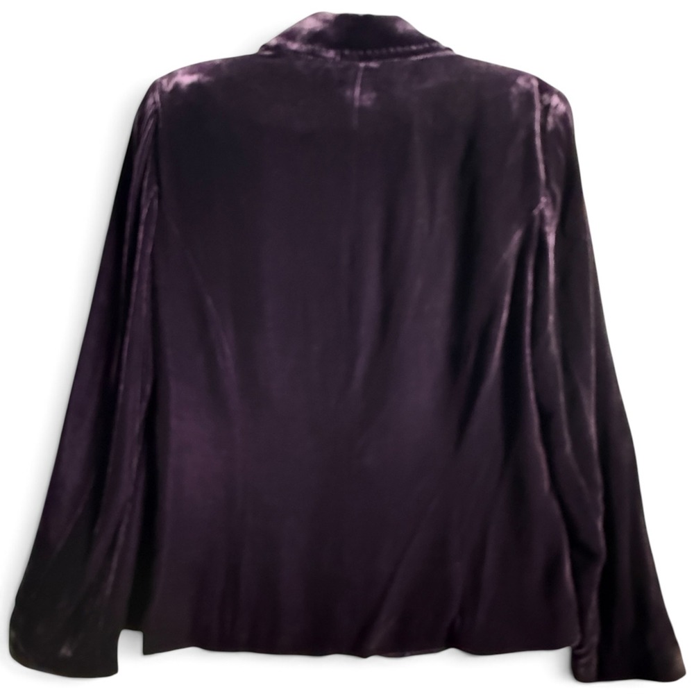 Y2K Silk Blend Velvet Blazer Plum Romantic Boho Luxury Goth Two Button Size 12 - Picture 3 of 8